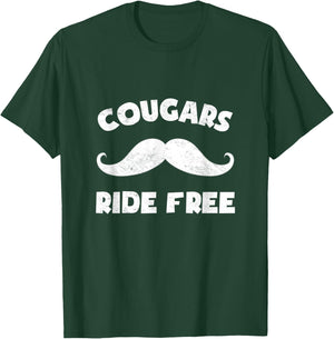 Cougars Ride Free Mustache Rides Hipster Student T-Shirt - T-Shirt | Forest