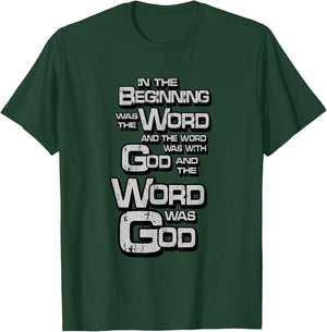 John 1:1 In the Beginning was the Word, Bible Verse T-Shirt - T-Shirt | Forest