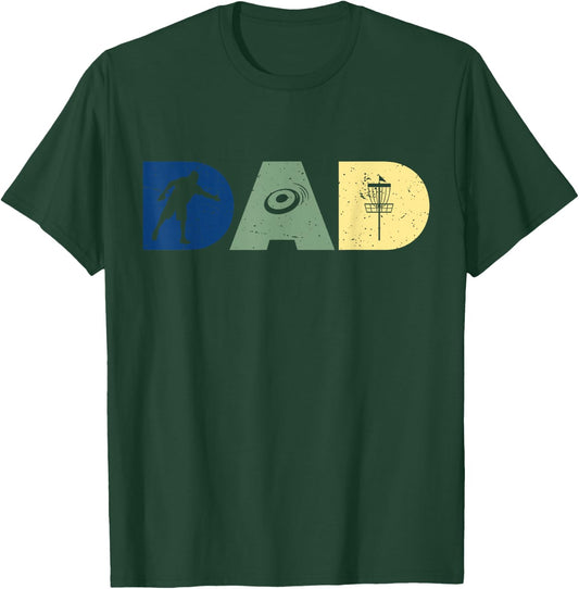 Funny Dad Disc Golf Player Sport Fathers Day Vintage Retro T-Shirt - T-Shirt | Forest