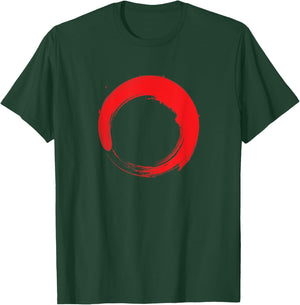 Red Enso Zen - Zen Buddhist Circle T-Shirt - T-Shirt | Forest
