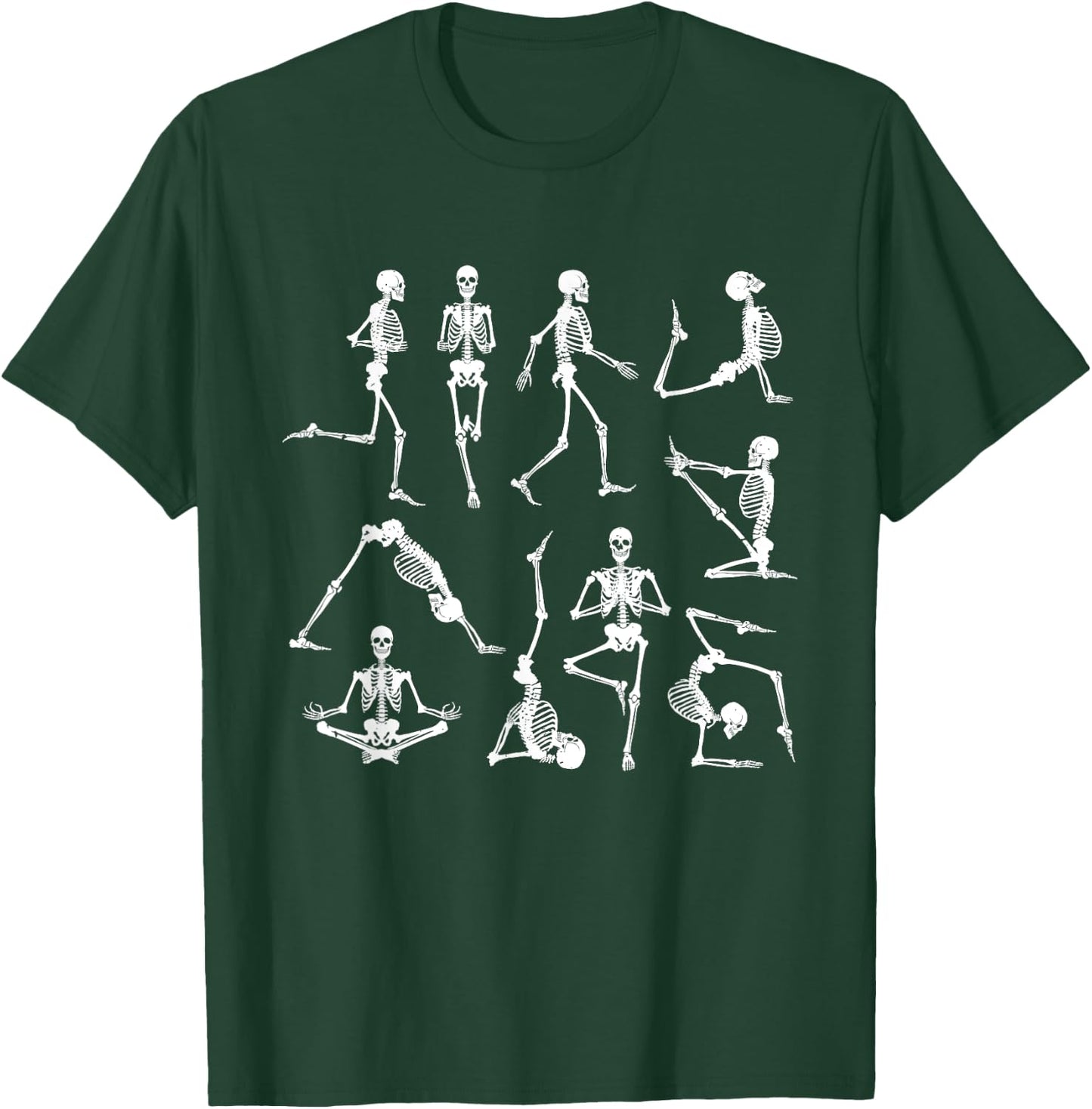 Skeleton Yoga Poses Funny Halloween Flexible Bone Yogi Crew T-Shirt - T-Shirt | Forest