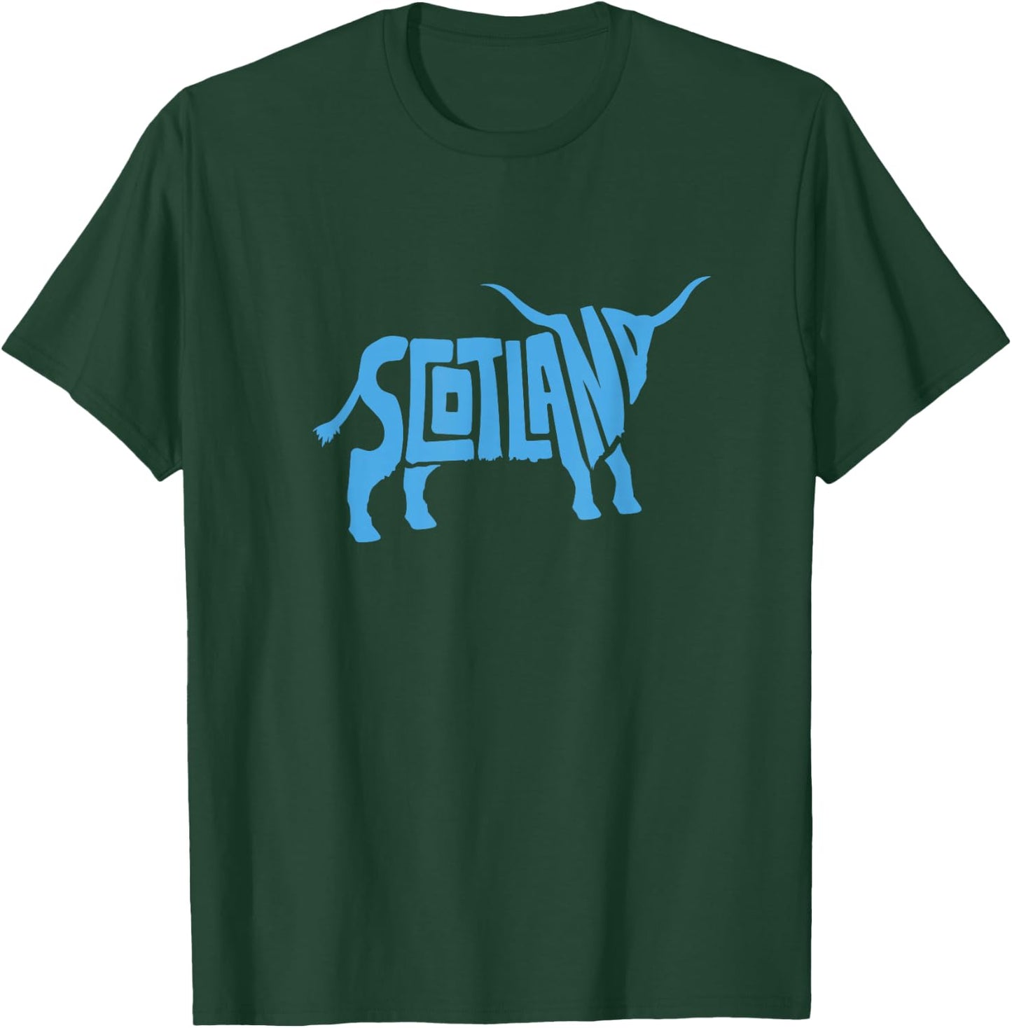 Scotland Word Art - Funny Scottish Bull Animal T-Shirt - T-Shirt | Forest