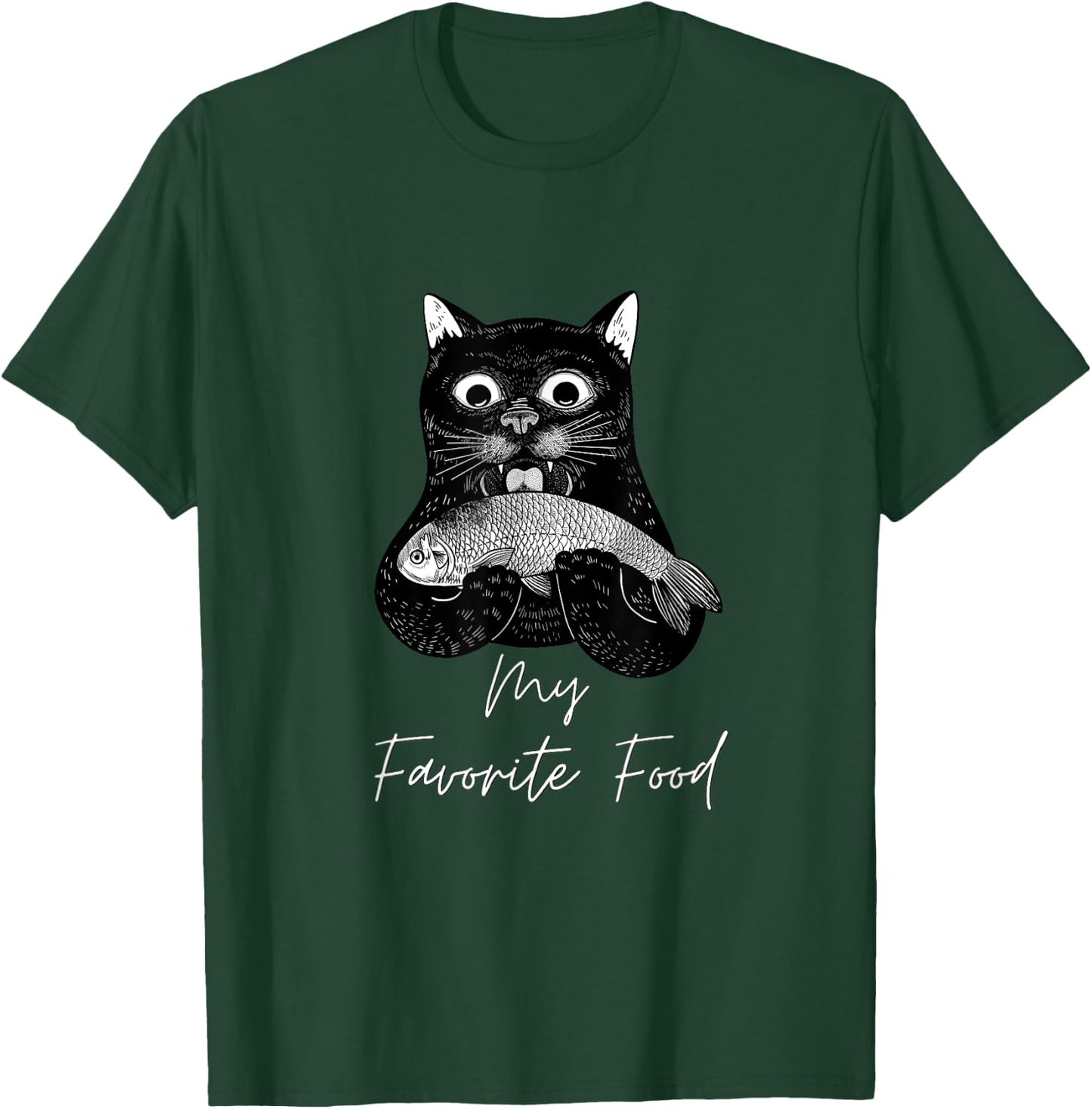 Funny Cat My Favorite Food Men Women Kids T-Shirt - T-Shirt | Forest