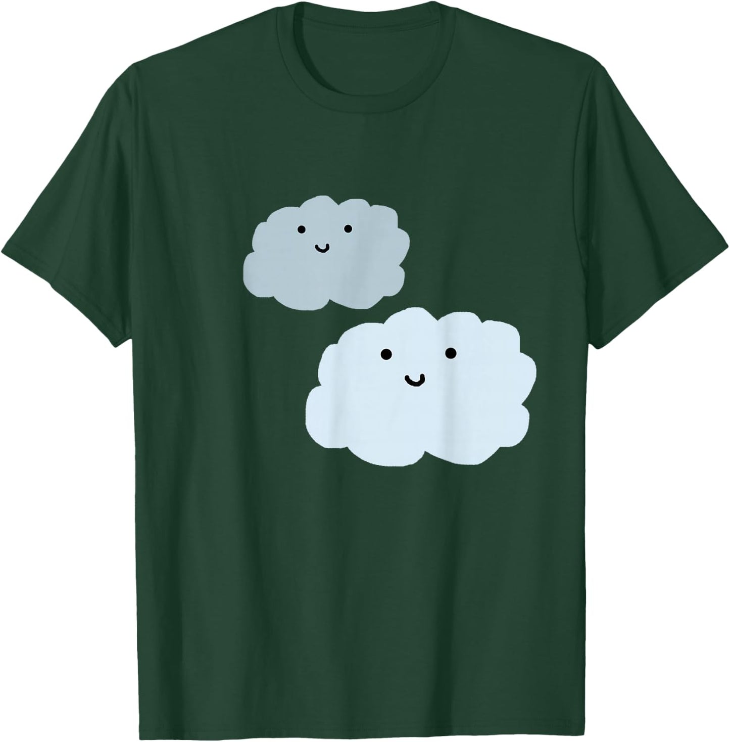 Two Smiling Blue Clouds Fun T-Shirt - T-Shirt | Forest