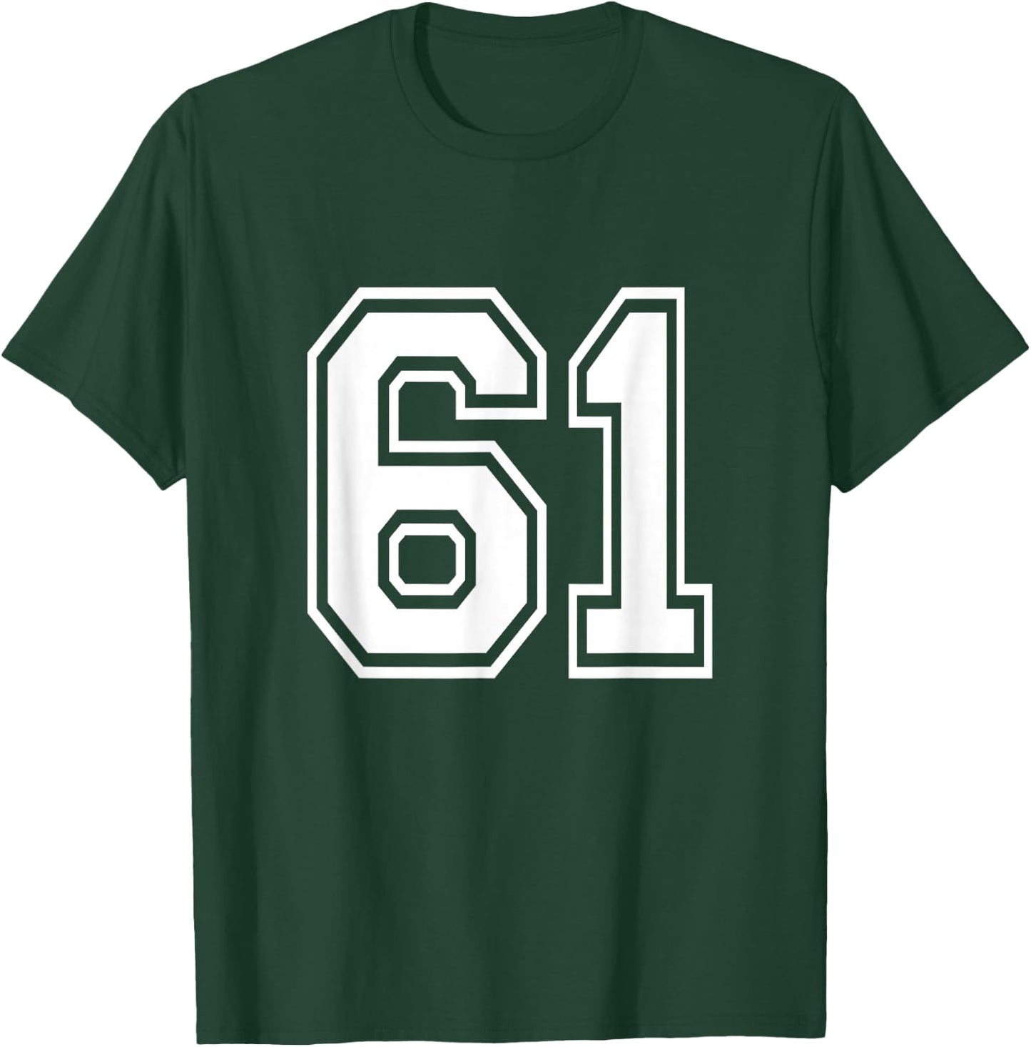 Number 61 Varsity Sports Team Jersey 61st Birthday 60 Years T-Shirt - T-Shirt | Forest