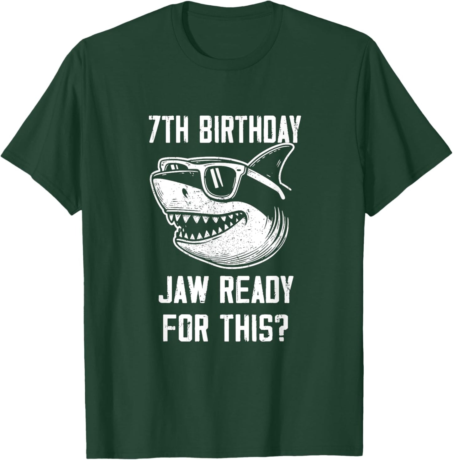 7th Birthday Jaw Ready For This Kids Shark Ocean Wildlife T-Shirt - T-Shirt | Forest