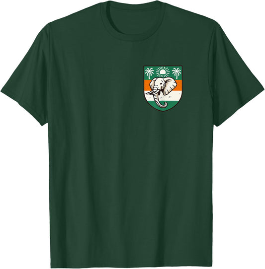 Ivory Coast Pocket Wear Ivorian Elephant Flag T-Shirt - T-Shirt | Forest