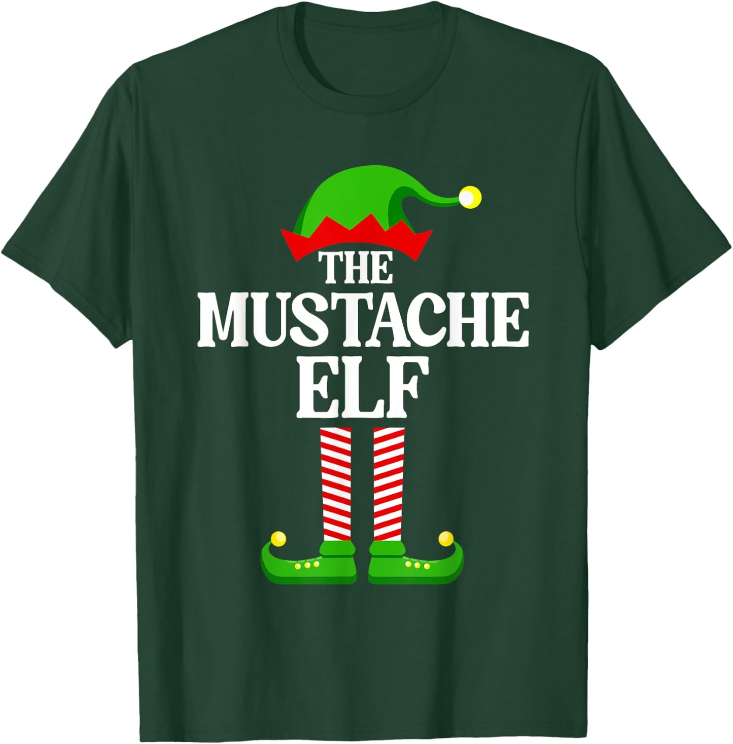 Mustache Elf Family Matching Group Funny Christmas T-Shirt - T-Shirt | Forest