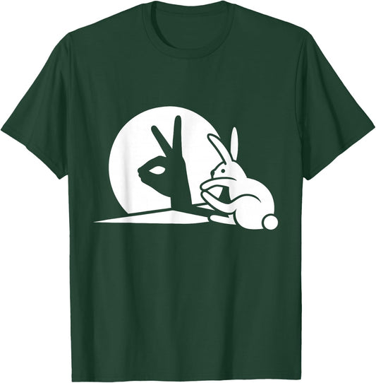 Rabbit Hand Shadow Projection Illusion Cute Bunny Light Art T-Shirt - T-Shirt | Forest