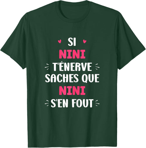 Name Si Nini t'énerve Humor Custom Name Nini , Black, Female X-Small