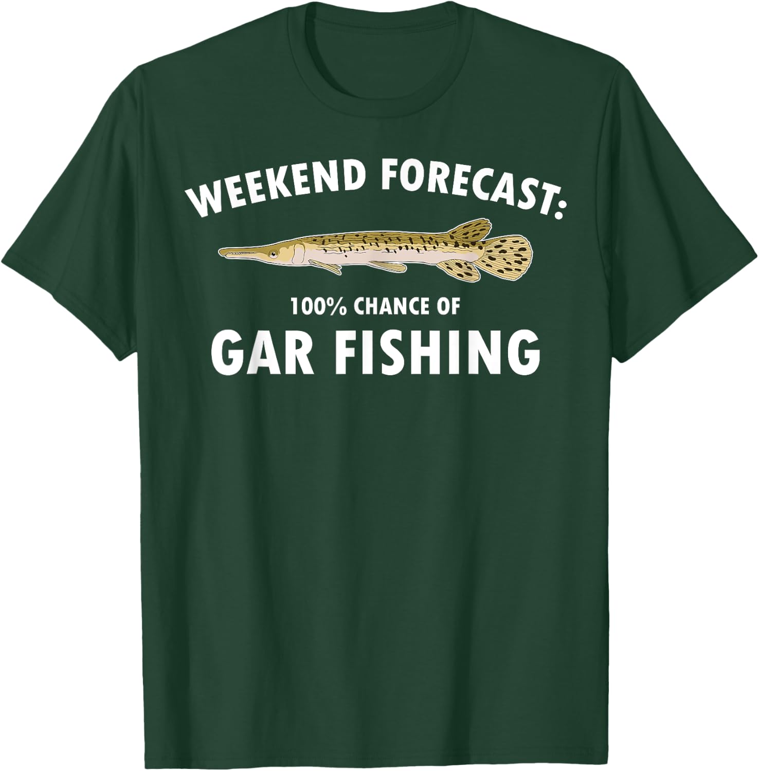Funny Weekend Forecast Alligator Gar Fishing T-Shirt - T-Shirt | Forest