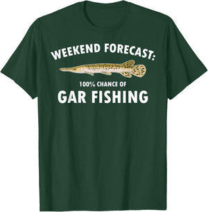 Funny Weekend Forecast Alligator Gar Fishing T-Shirt - T-Shirt | Forest