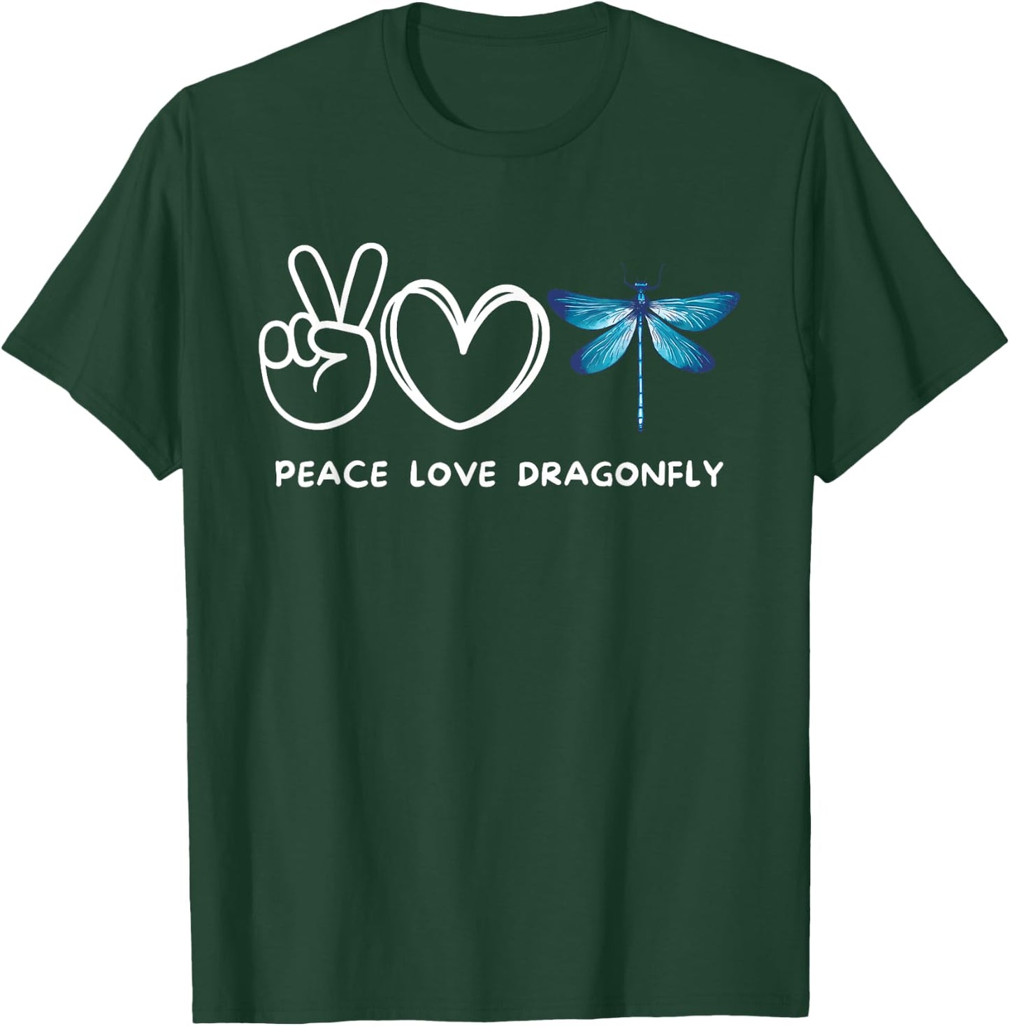 Peace, Love Dragonfly Retro Dragonfly Lover Insect Lover T-Shirt - T-Shirt | Forest