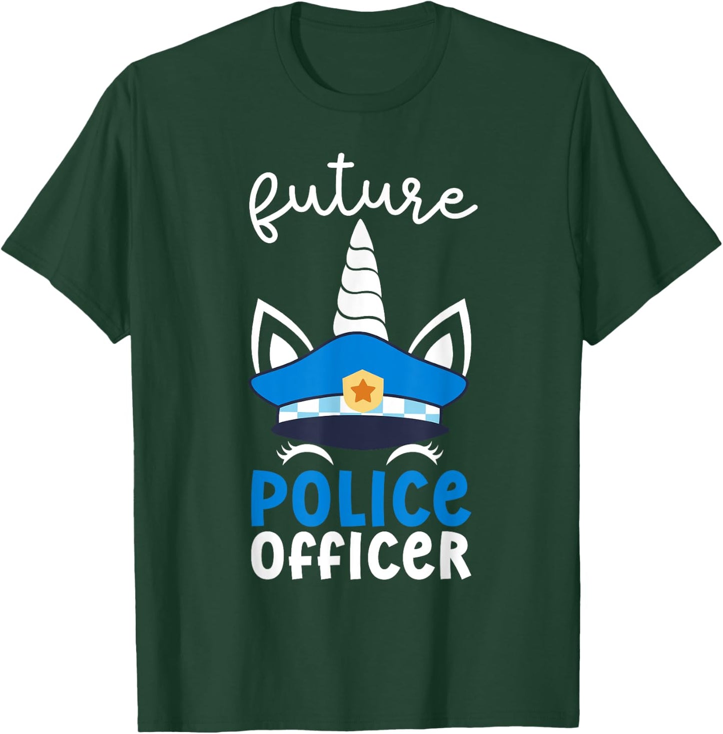 Future Police Officer Girl Unicorn Future Policeman Kids T-Shirt - T-Shirt | Forest