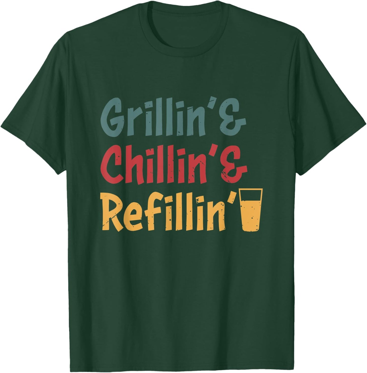 Funny Vintage Grill Dad - Grilling Chilling Refilling T-Shirt - T-Shirt | Forest