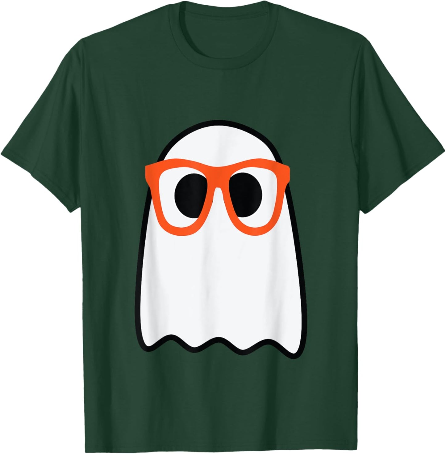 Nerdy Ghost Cute Orange Glasses Halloween Hipster Funny T-Shirt - T-Shirt | Forest