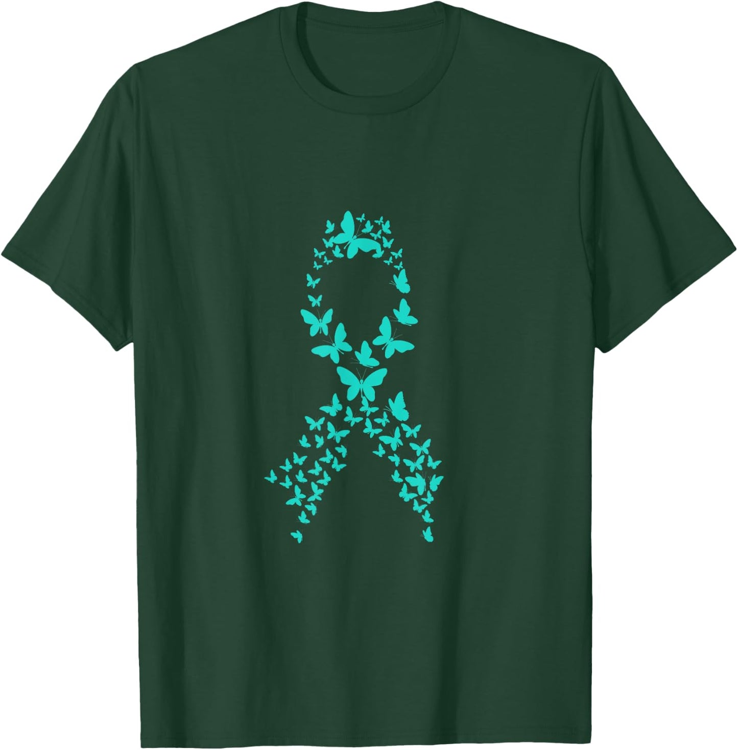 Teal Ribbon Ovarian Cancer Awareness T-Shirt - T-Shirt | Forest