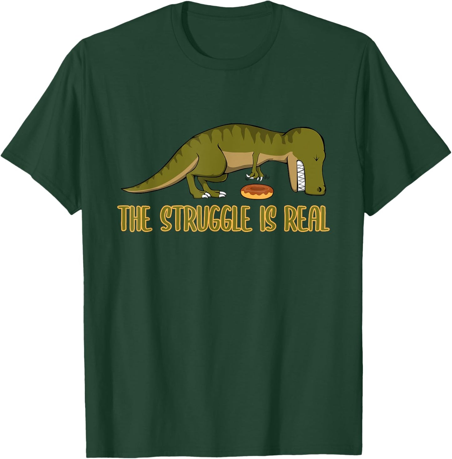 Funny Dinosaur T-Rex Donut - The Struggle Is Real - T Rex T-Shirt - T-Shirt | Forest