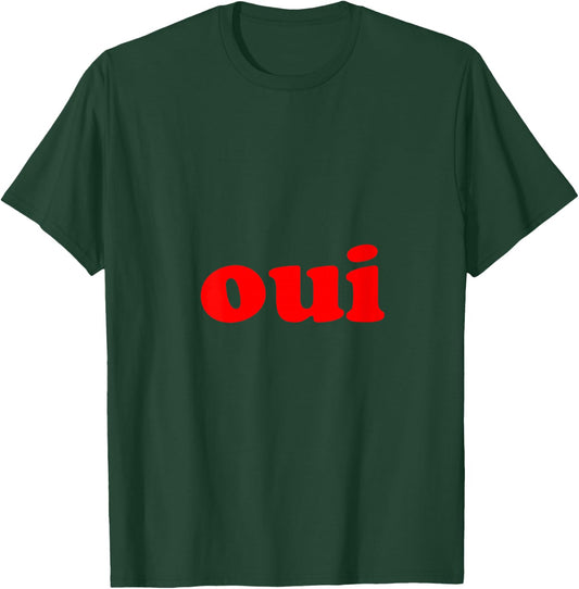 Women's Oui Minimal French Style 90s Vintage Retro Indie V-Neck T-Shirt - T-Shirt | Forest