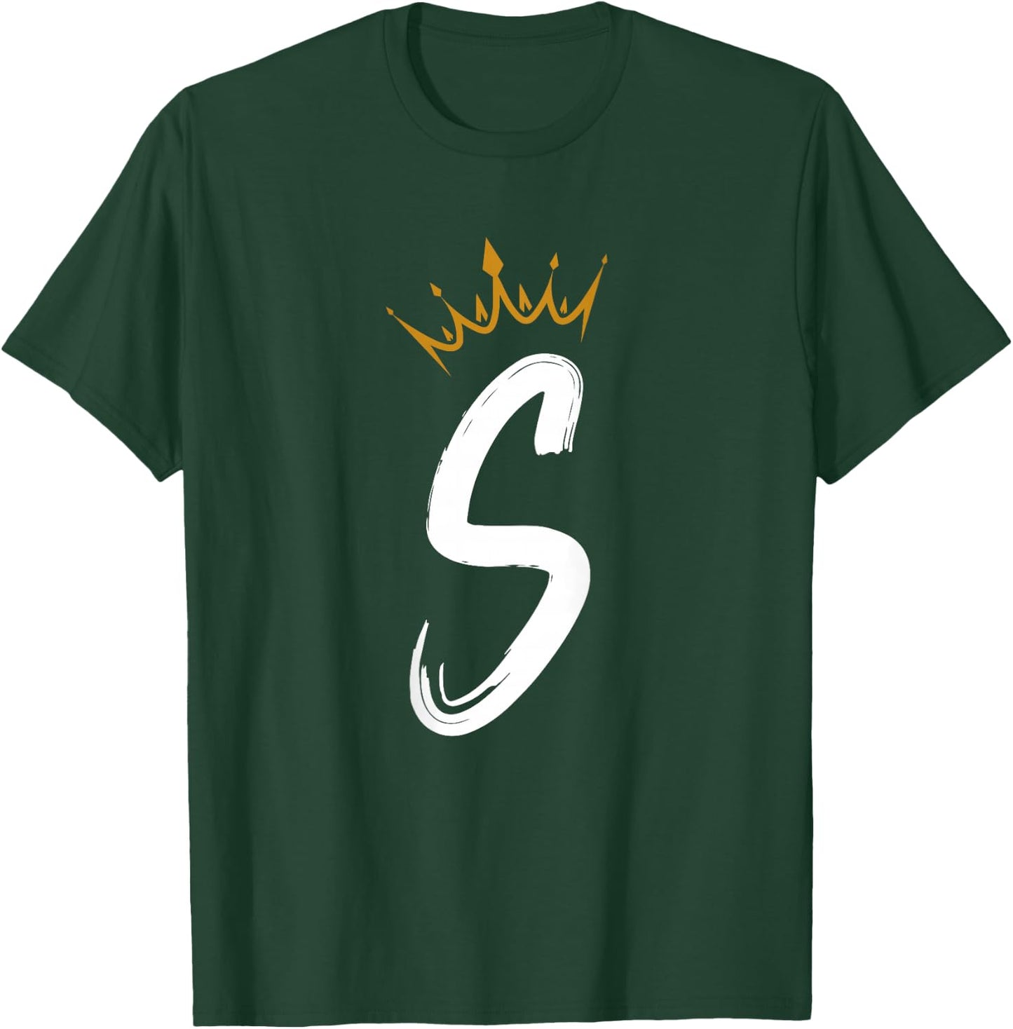 Queen King Letter S - BACKSIDE Letter With Crown Alphabet T-Shirt - T-Shirt | Forest