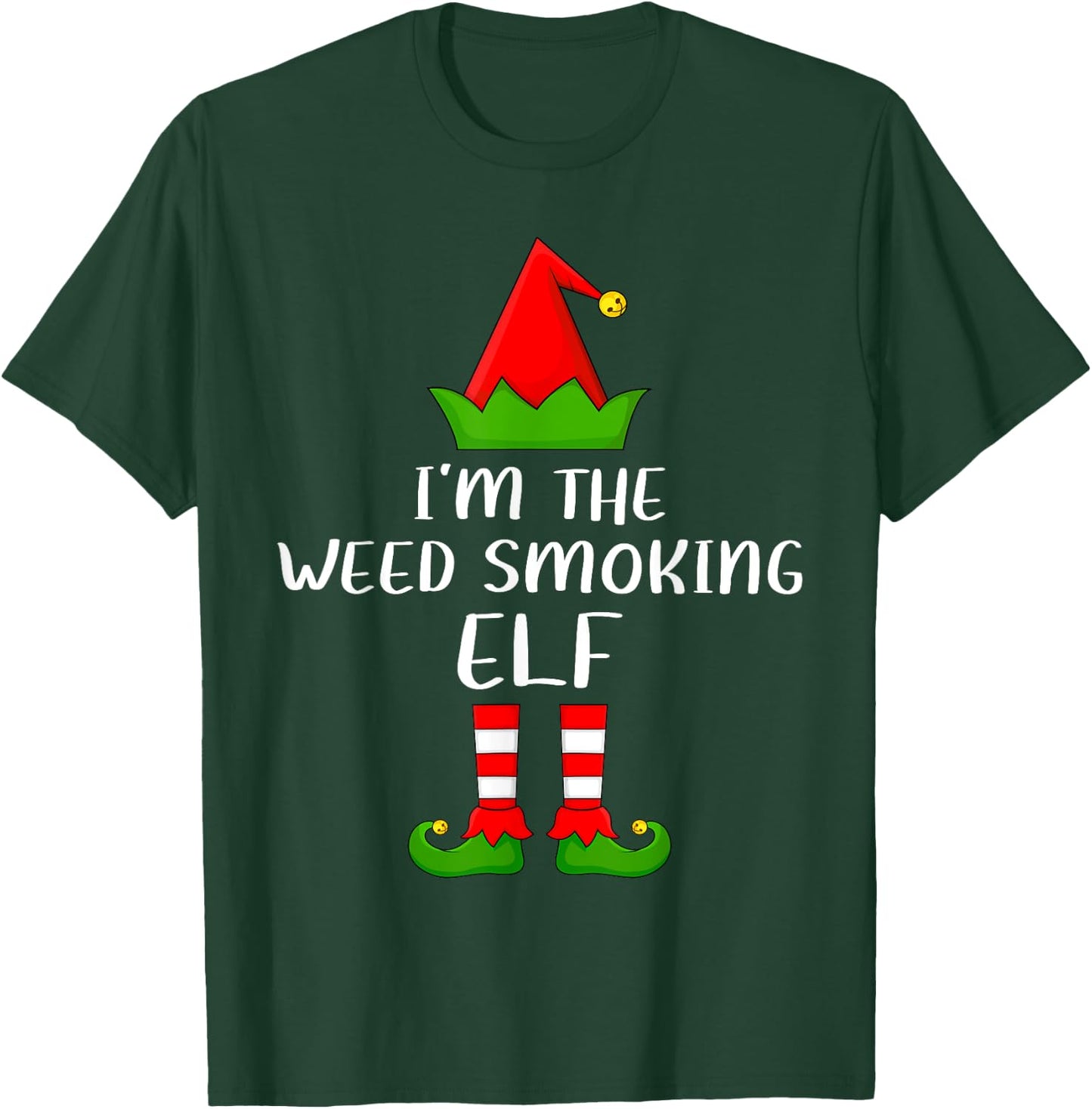 Funny Matching Family Weed Smoking Elf Christmas T-Shirt - T-Shirt | Forest