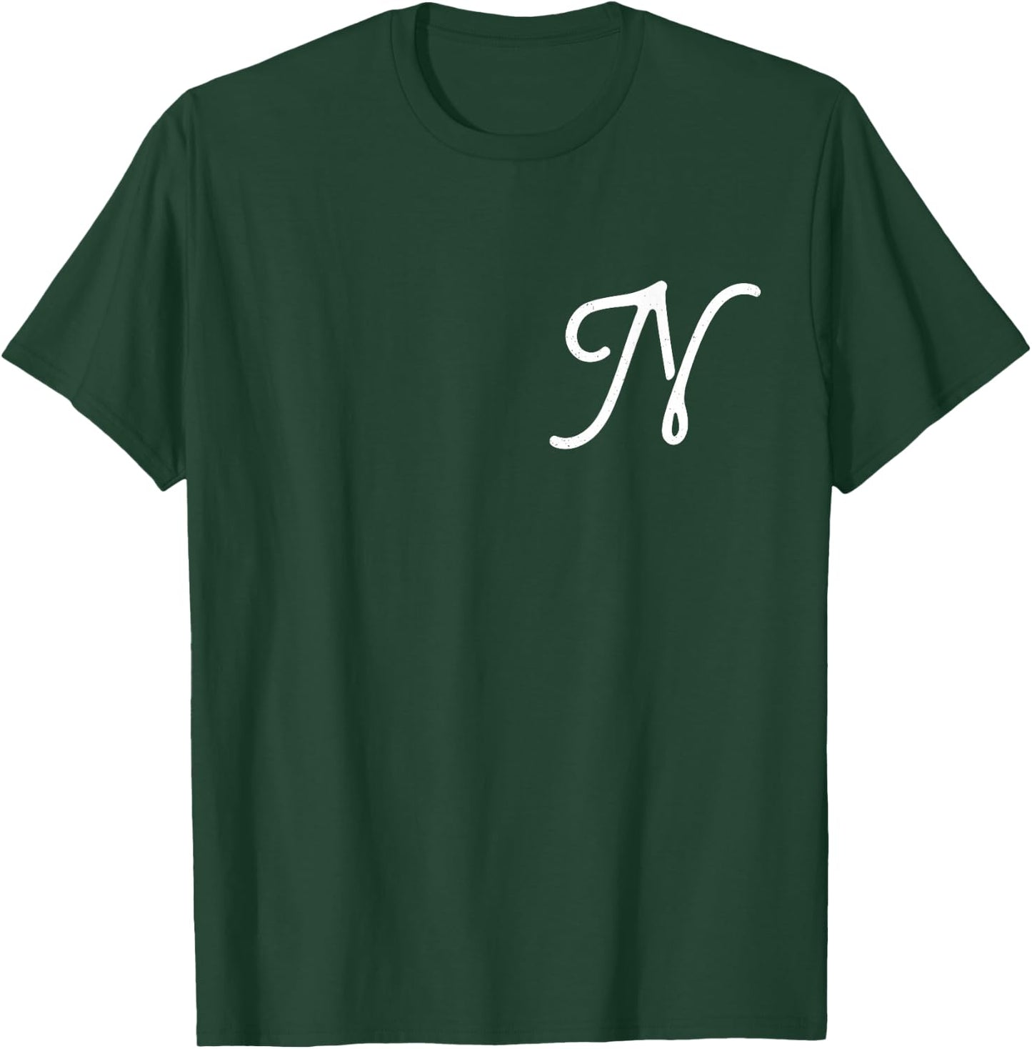 Vintage-style Letter N | Initial | Monogram | Script font T-Shirt - T-Shirt | Forest