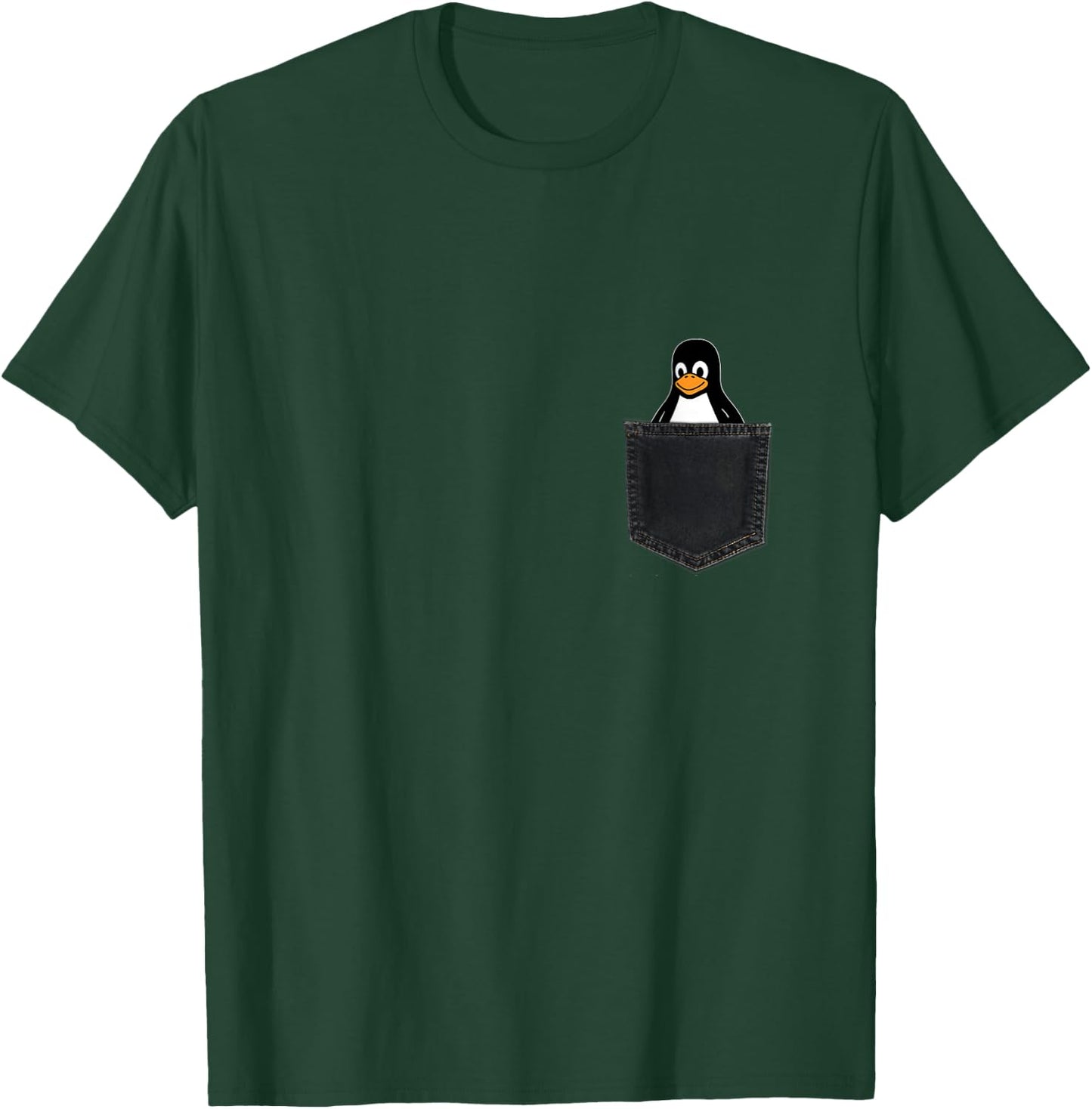 Linux Tux In A Pocket Penguin in Chest Pocket Admin T-Shirt - T-Shirt | Forest