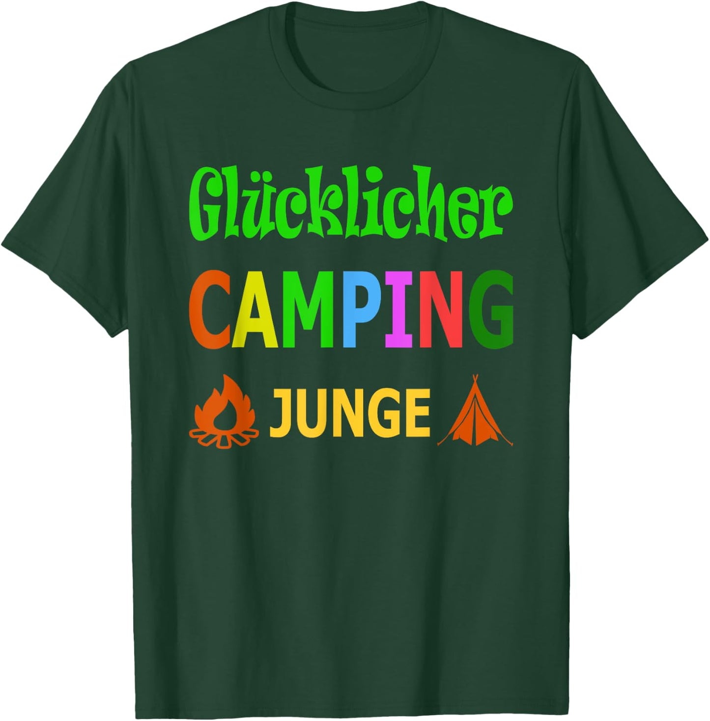 Glücklicher Camping Junge Camper Camping Caravan Zelt Kinder T-Shirt - T-Shirt | Forest
