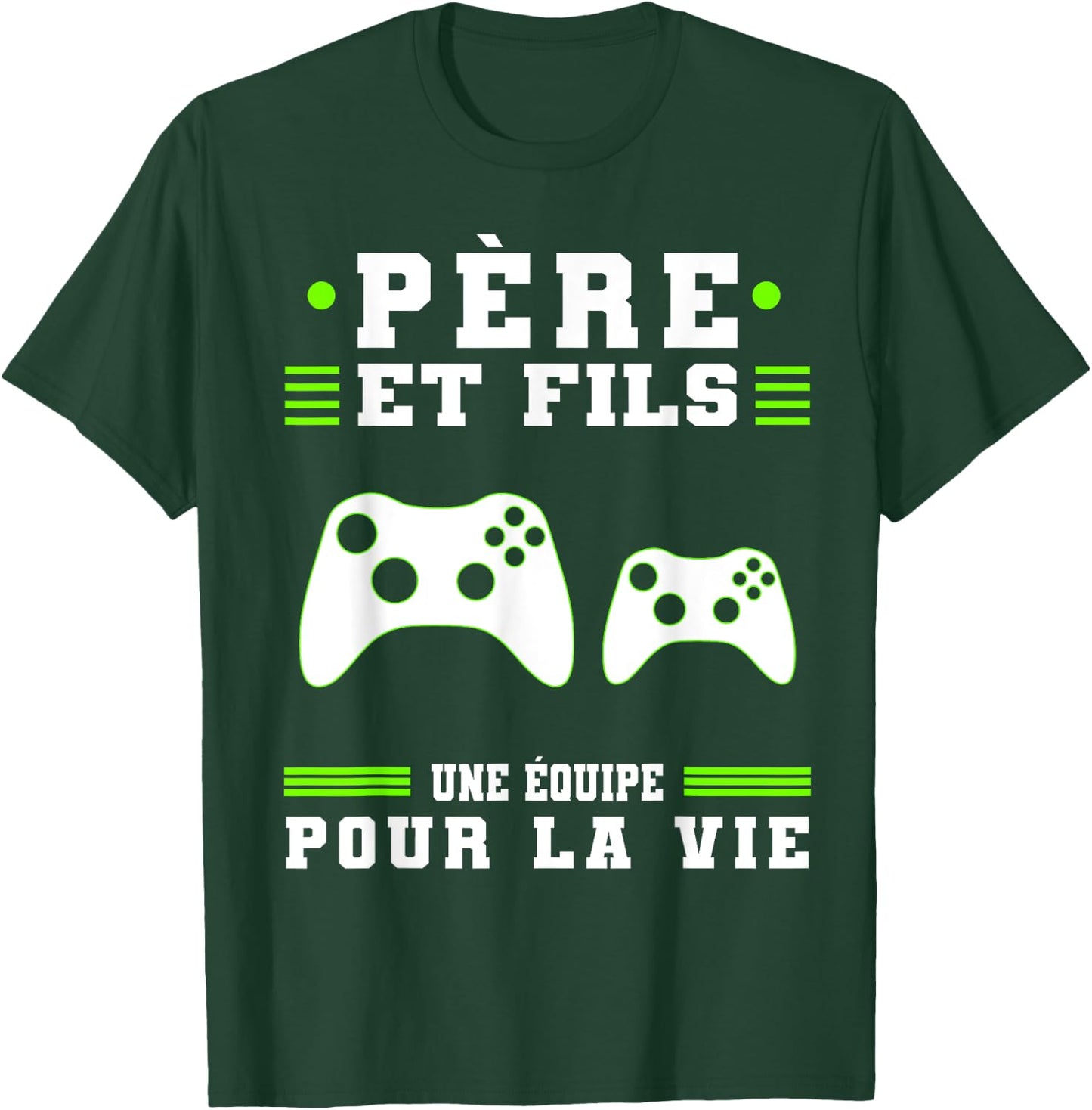 Père Et Fils Gaming Gamer Fête Des Pères Papa Geek Manettes T-Shirt - T-Shirt | Forest