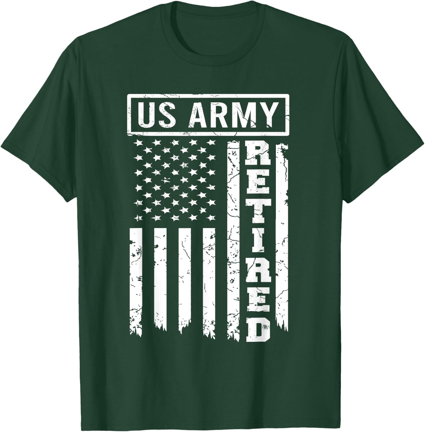 Retired US Army American Flag Retirement 2021 Men Women T-Shirt - T-Shirt | Forest