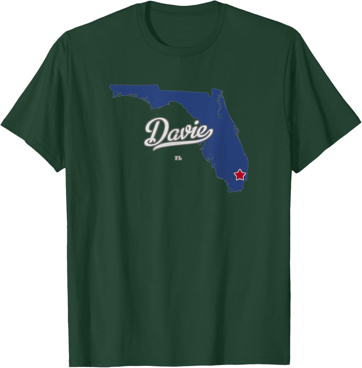 Davie Florida FL Map T-Shirt - T-Shirt | Forest