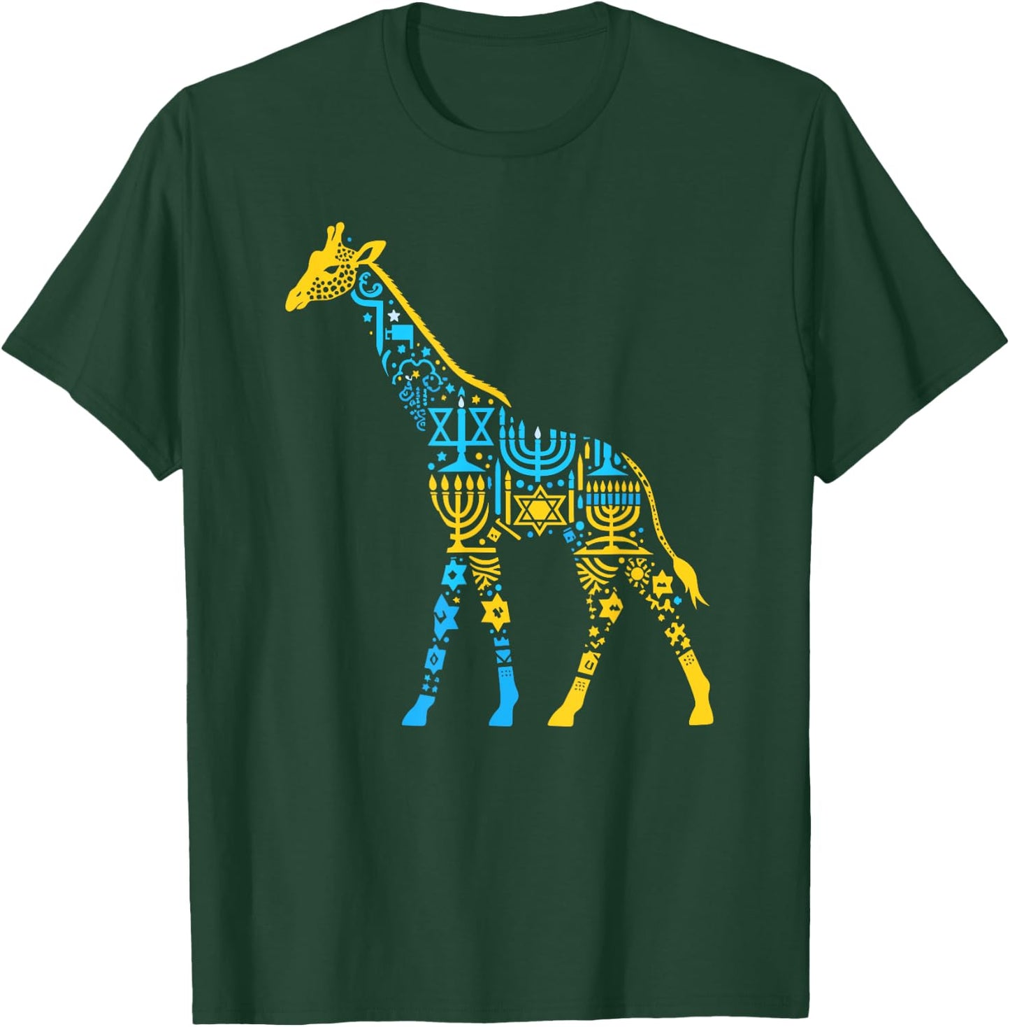 Giraffe Menorah Dreidel Jewish Hanukkah Kids T-Shirt - T-Shirt | Forest
