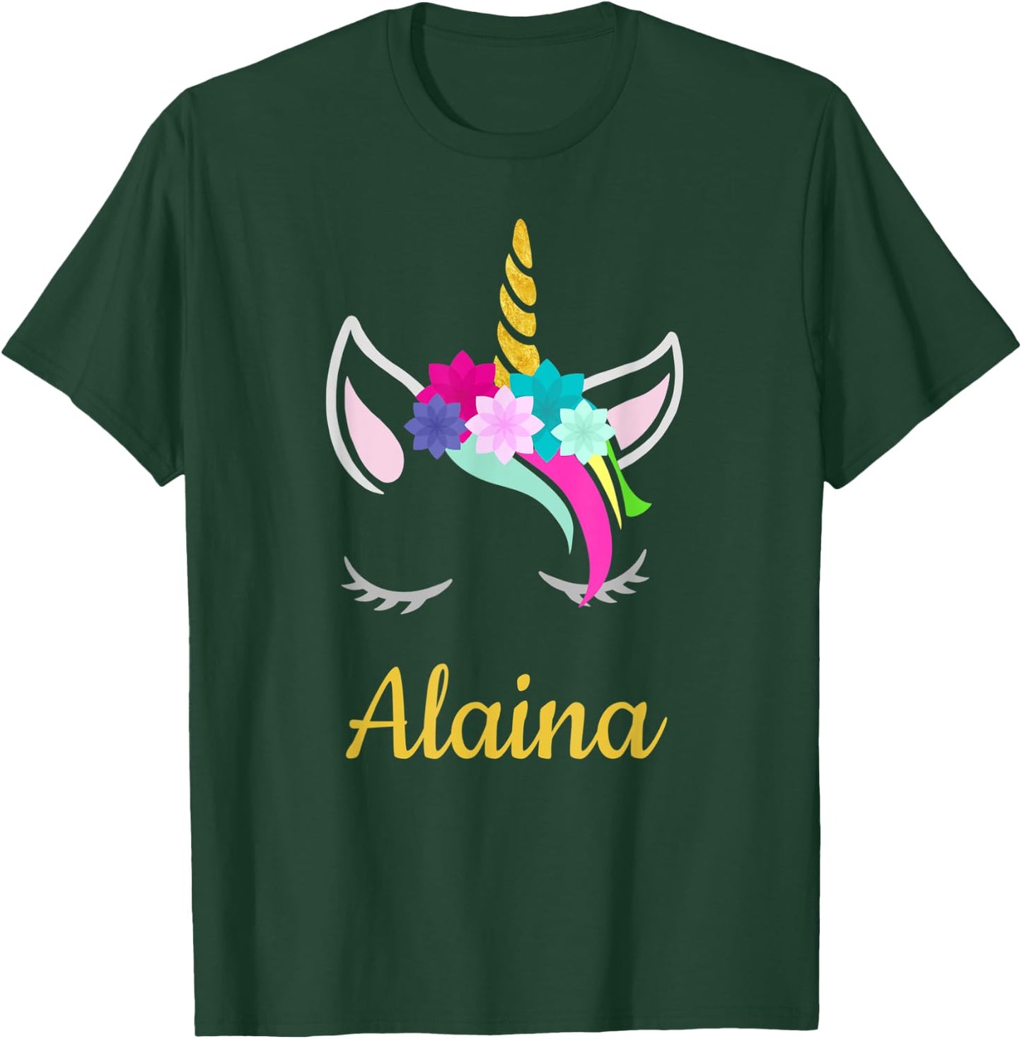 Alaina Dark Unicorn Name T-Shirt - T-Shirt | Forest