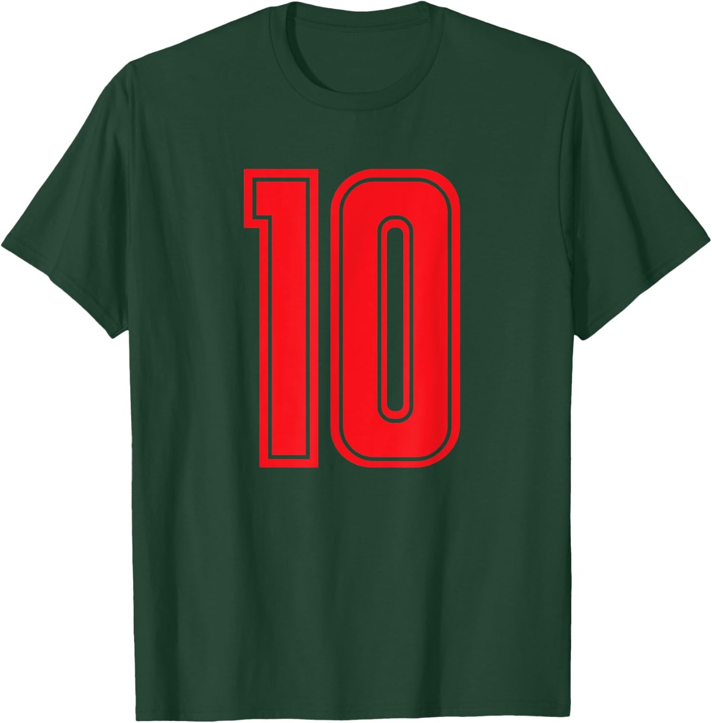 Jersey #10 Red Sports Team Jersey Number 10 T-Shirt - T-Shirt | Forest