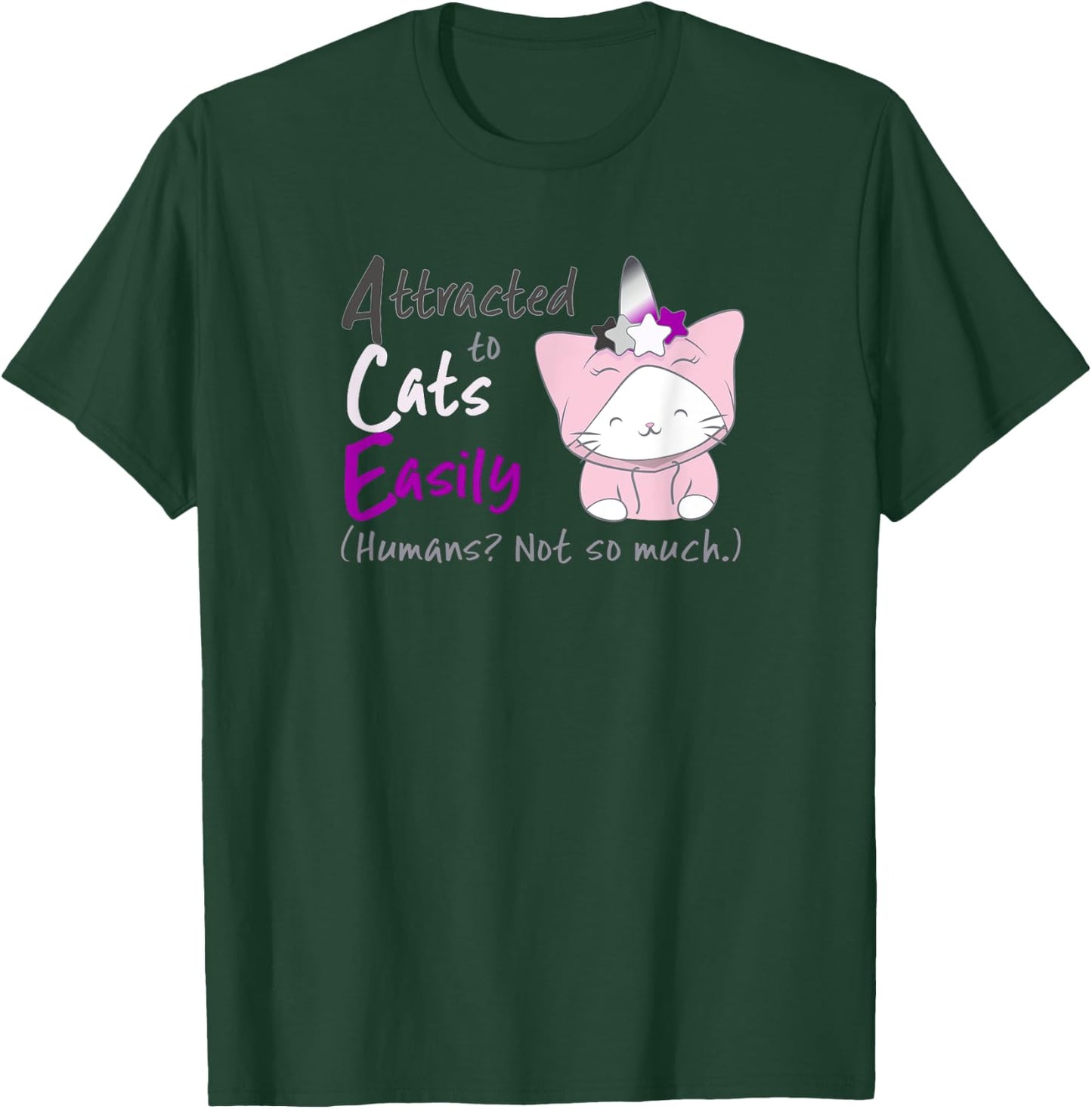 Ace Pride Unicorn Cat Kawaii Anime T Shirt for Asexual Women T-Shirt - T-Shirt | Forest