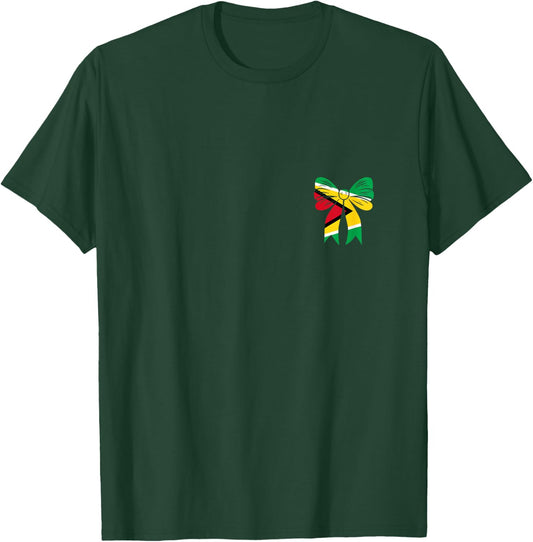 Guyanese Flag Coquette Bow Guyana Pride Dainty Ribbon Girls T-Shirt - T-Shirt | Forest
