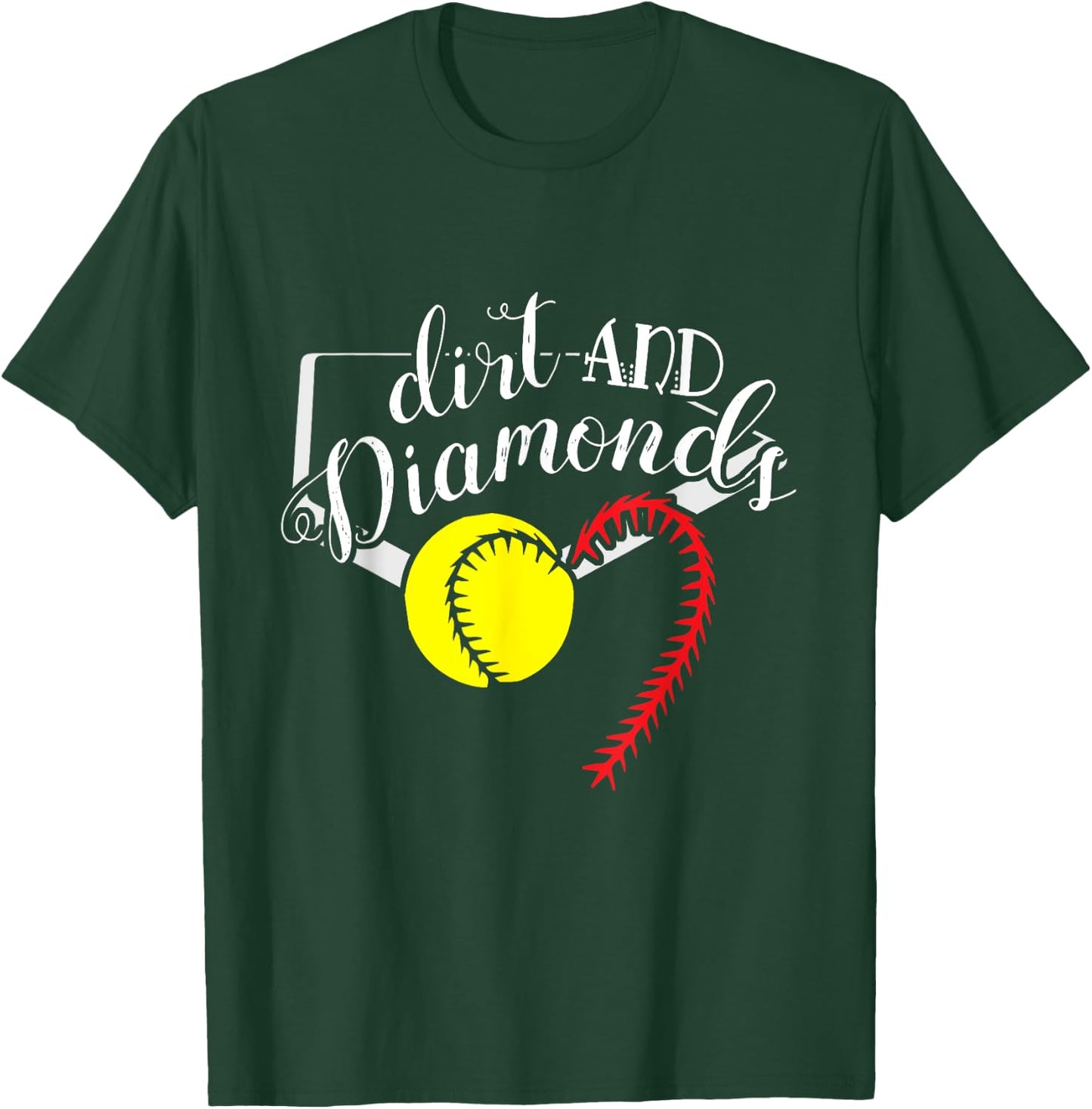 Softball Player Gift Dirt Diamonds Softball T-Shirt - T-Shirt | Forest