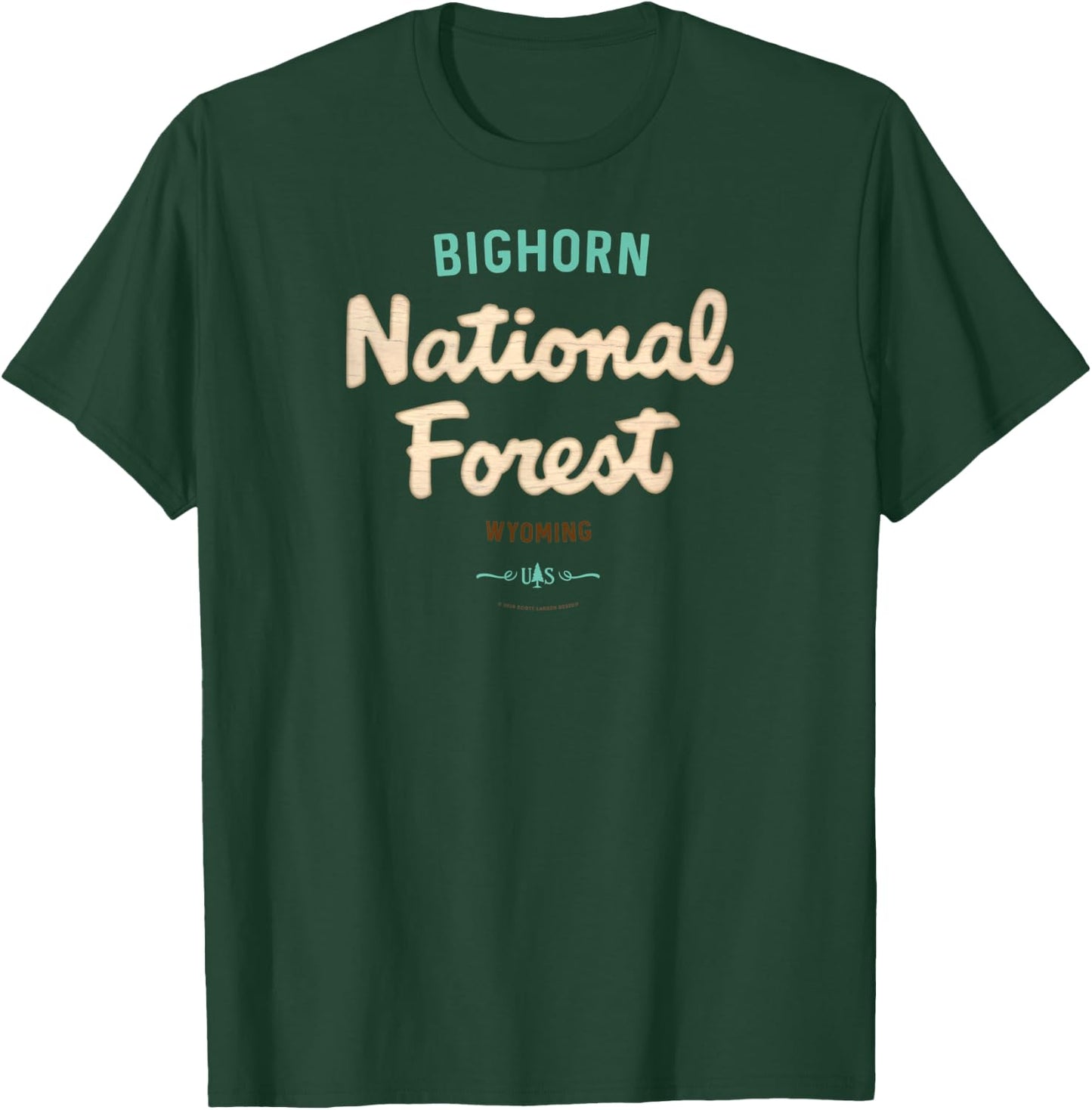 Bighorn National Forest Wyoming USFS Script Logo T-Shirt - T-Shirt | Forest