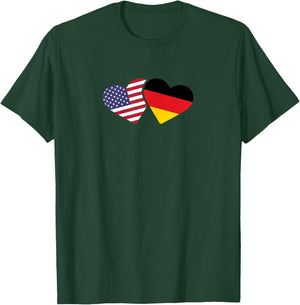Germany USA Flag T Shirt Heart German American Love Cute T-Shirt - T-Shirt | Forest