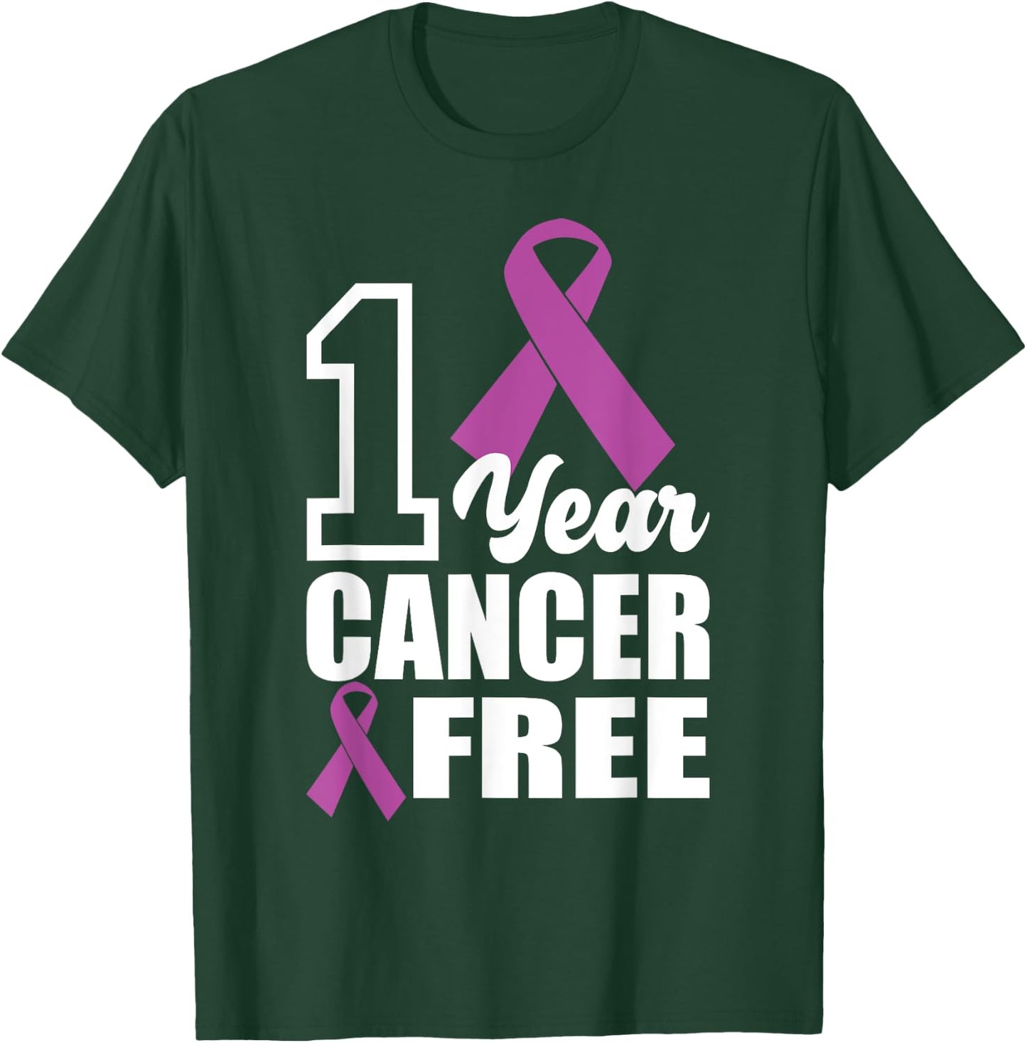 1 Year Cancer Free, Breast Cancer Survivor T-Shirt - T-Shirt | Forest