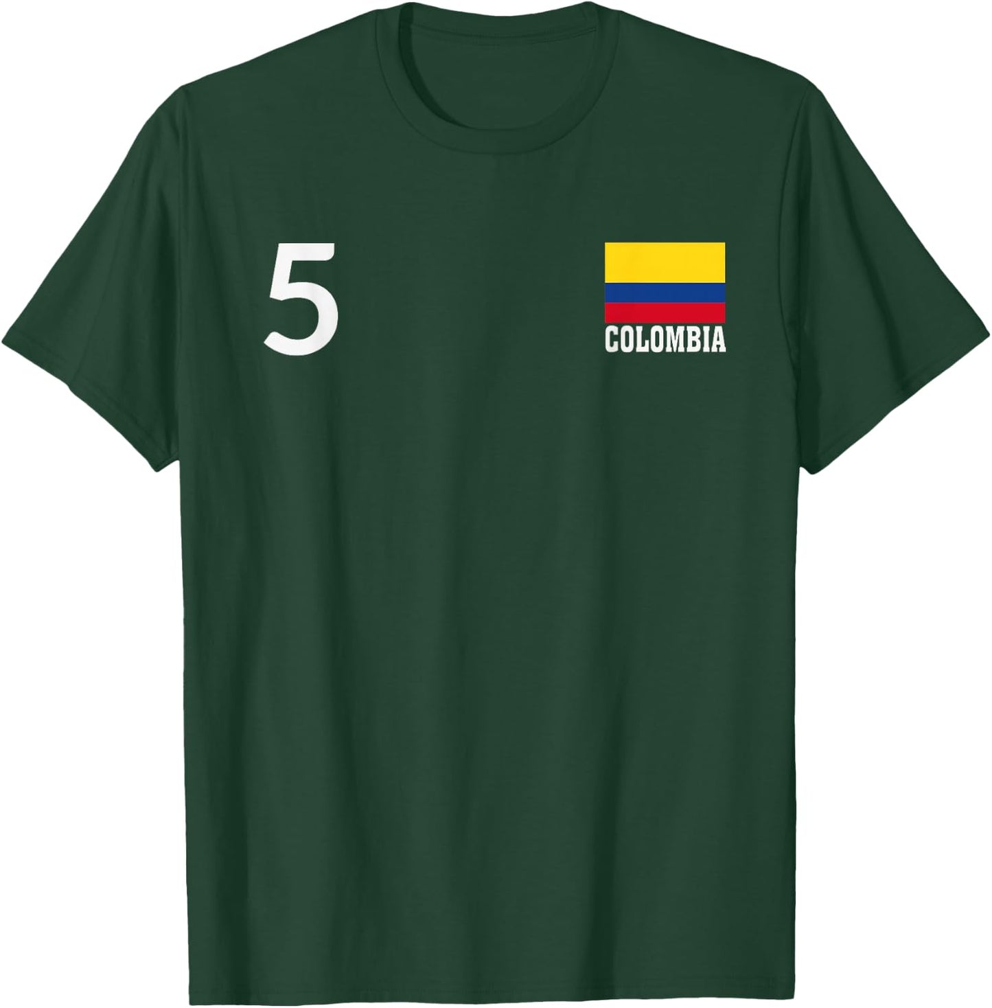Colombia Number 5 National Flag Country Heritage T-Shirt - T-Shirt | Forest