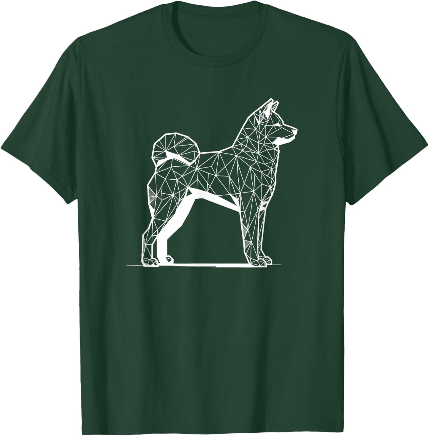 Geometric Line Art Akita Inu Akitas , Black, S T-Shirt - T-Shirt | Forest