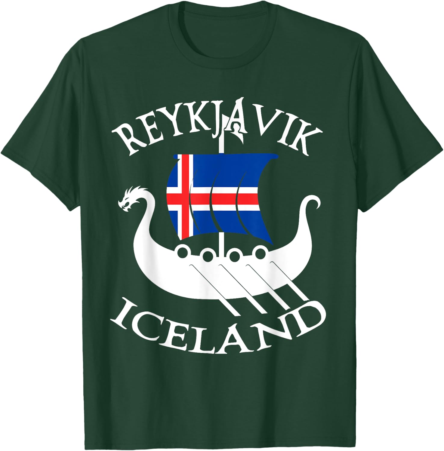 Reykjavik Viking Boat Iceland T-Shirt - T-Shirt | Forest