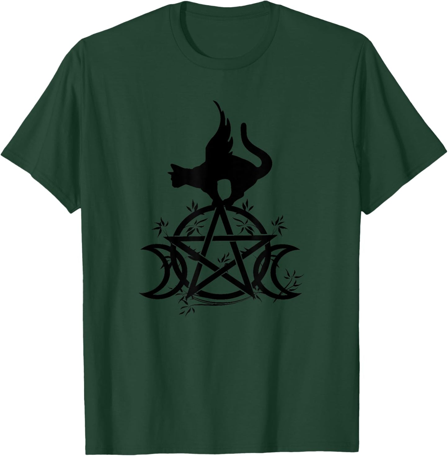 Triple Moon Witchcraft Shirts Winged Cat Moon Goddess Wicca T-Shirt - T-Shirt | Forest