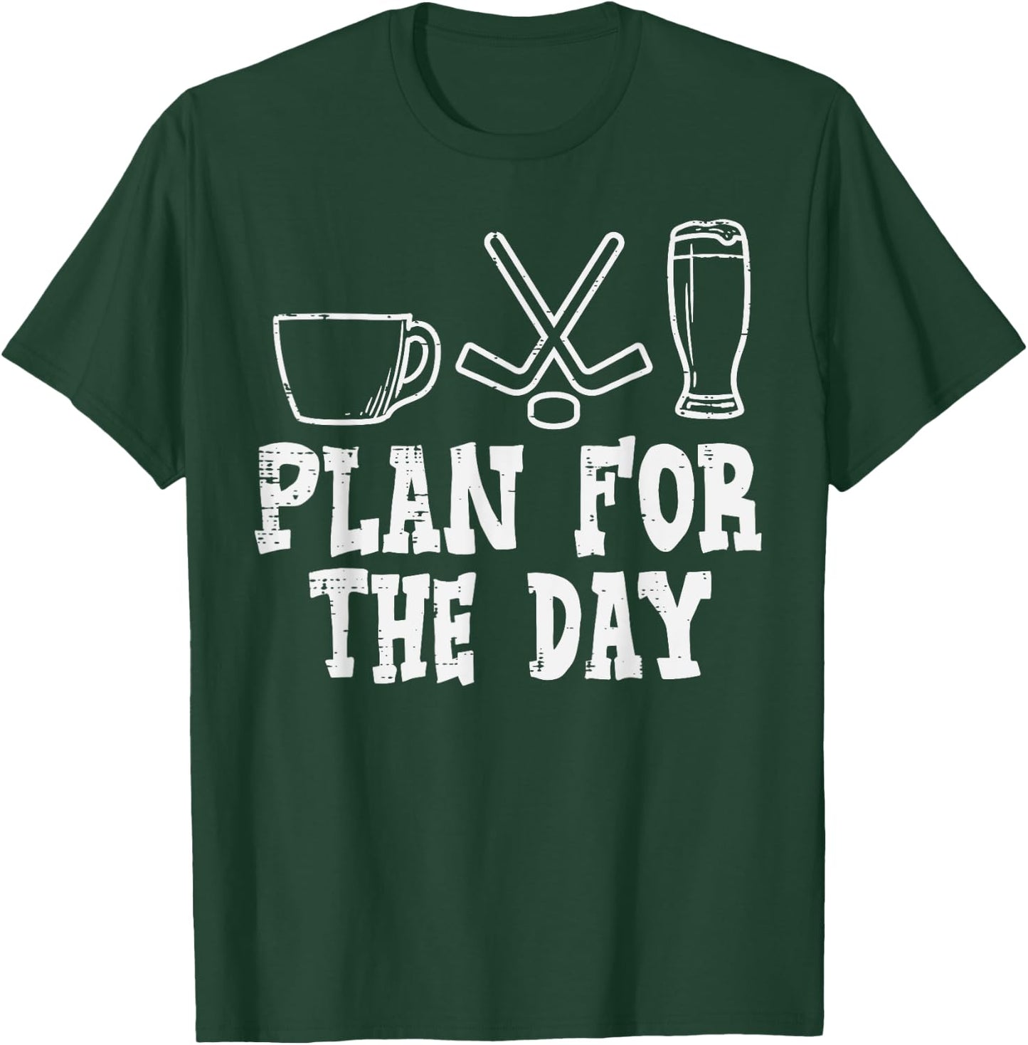 Plan For The Day Coffee Ice Hockey Beer Funny Drinking Sport T-Shirt - T-Shirt | Forest
