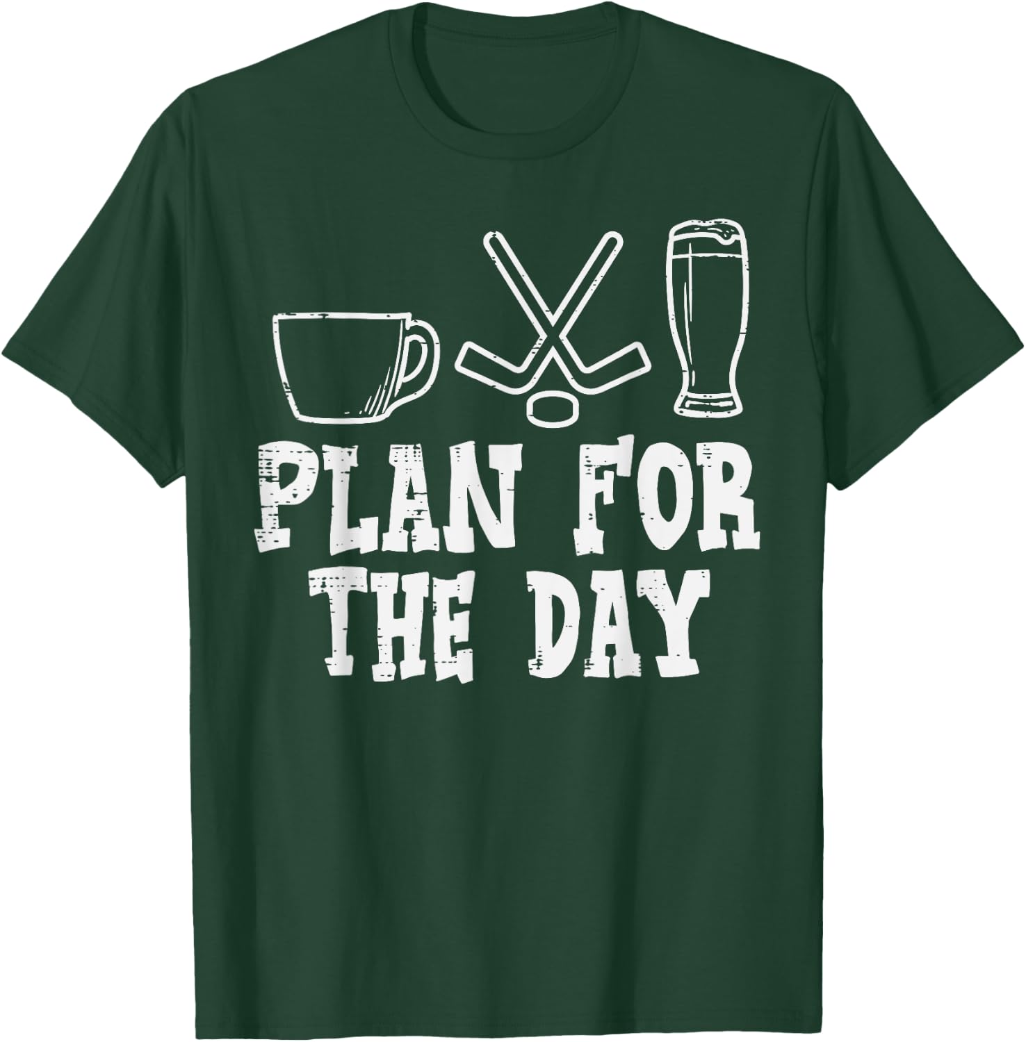 Plan For The Day Coffee Ice Hockey Beer Funny Drinking Sport T-Shirt - T-Shirt | Forest