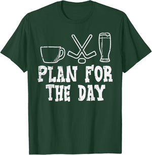 Plan For The Day Coffee Ice Hockey Beer Funny Drinking Sport T-Shirt - T-Shirt | Forest