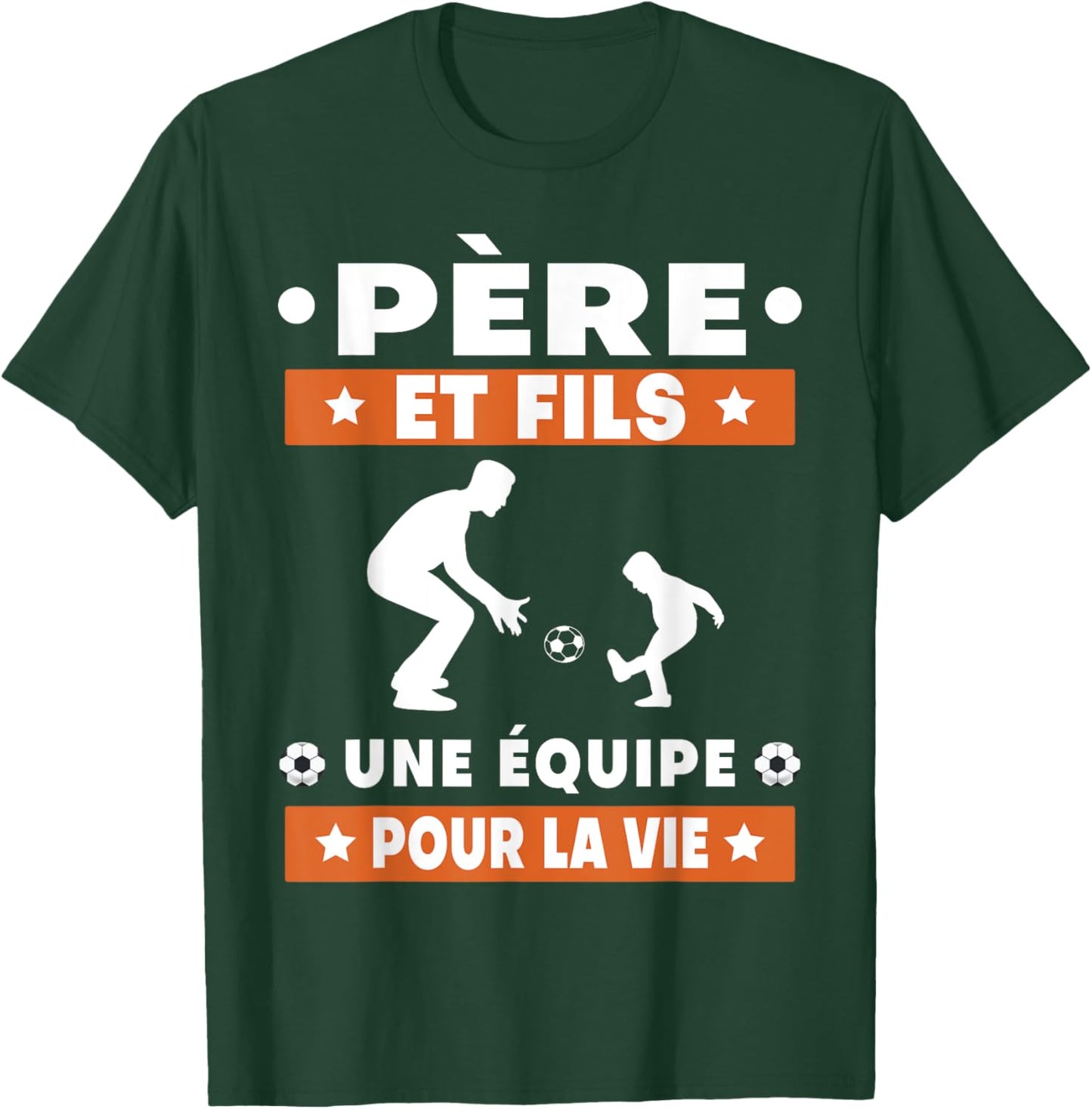 father and son football duo man team dad footballer , Black, S T-Shirt - T-Shirt | Forest