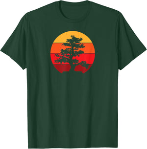 Pacific Ocean Beach Bonsai Tree Sun Retro Vintage T-Shirt - T-Shirt | Forest