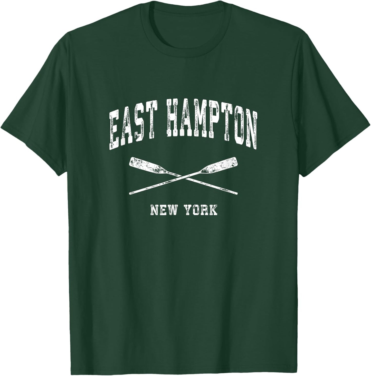 East Hampton New York Vintage Nautical Crossed Oars T-Shirt - T-Shirt | Forest